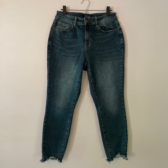 Judy Blue Women size 14W Skinny Fit Dark Wash Jeans Preppy Frayed Curvy Stretchy - Picture 1 of 13